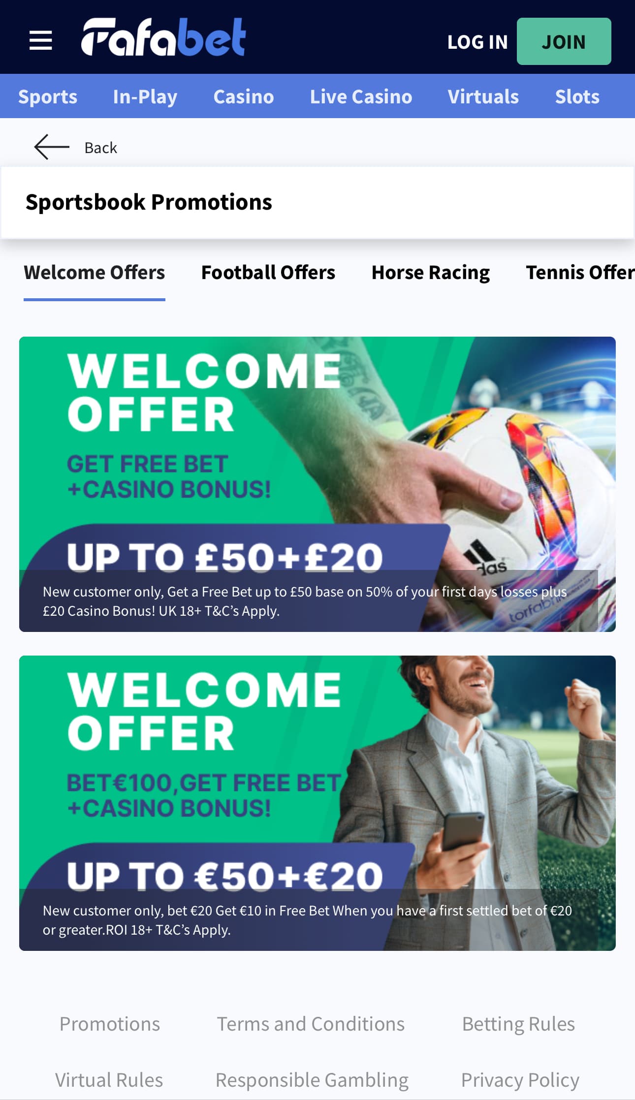 Fafabet sign up offer