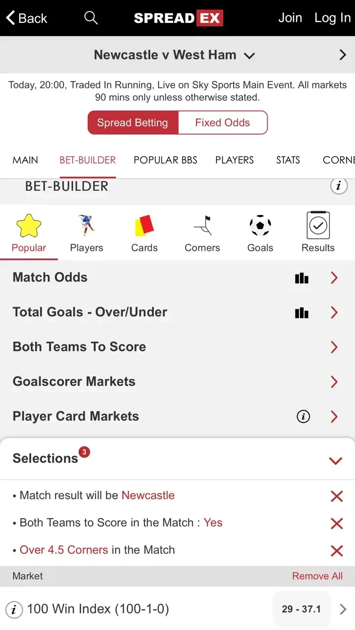 Spreadex bet builder feature
