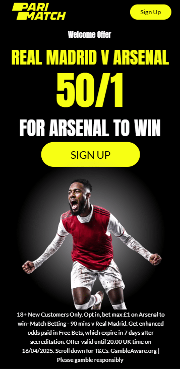parimatch rmad vs arsenal offer mft