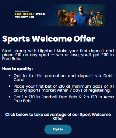 Highbet welcome offer 2025