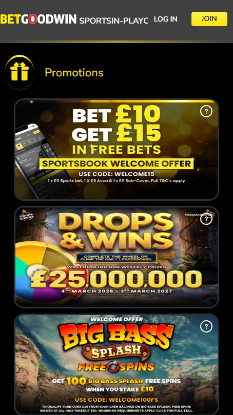 betgoodwin sign-up offers, new customer
