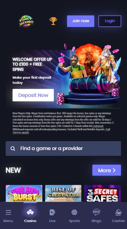 Funky Jackpot sign up offer