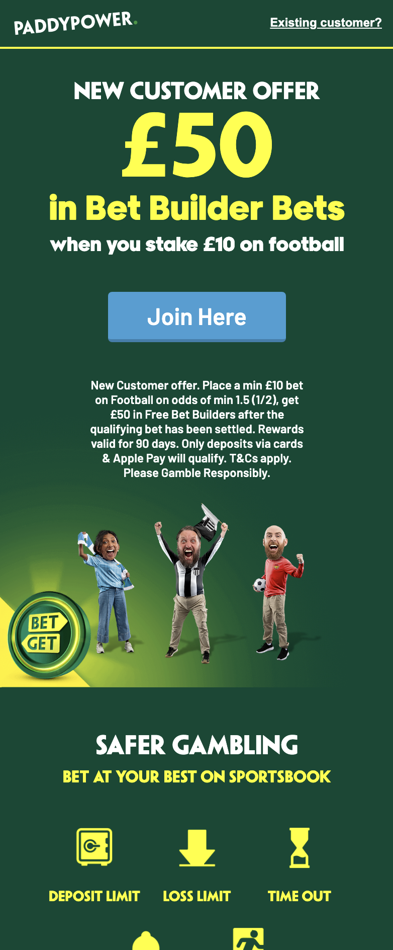 paddy power sign up offer: &pound;50 in Bet Builder Bets