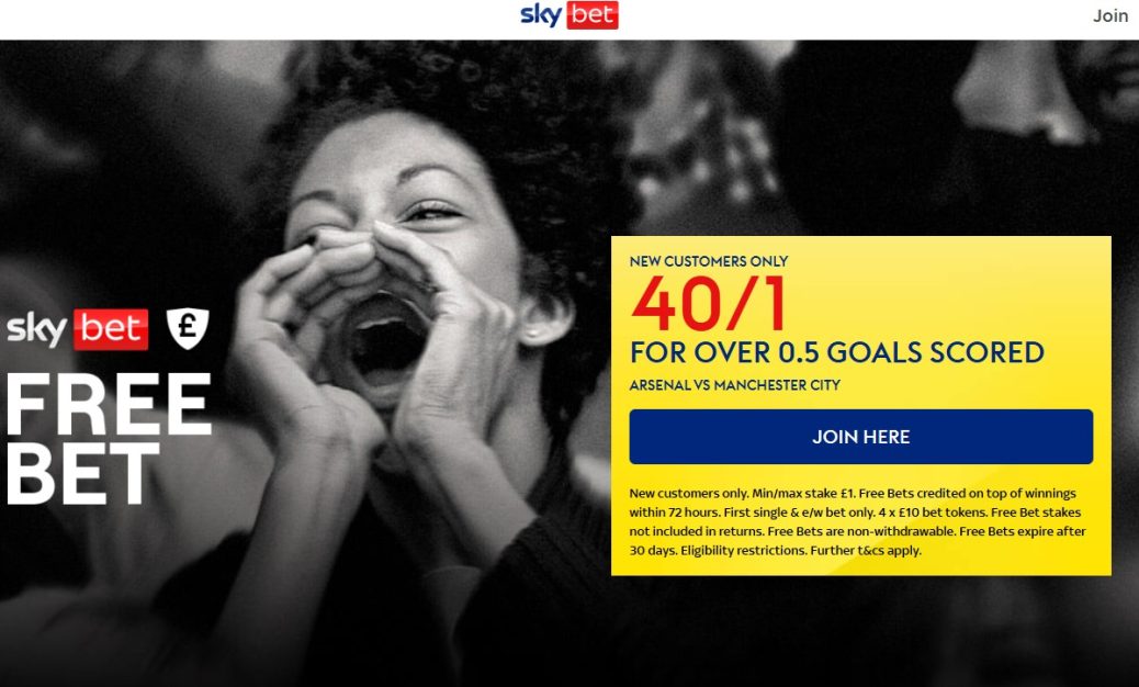 sky bet arsenal vs man city offer