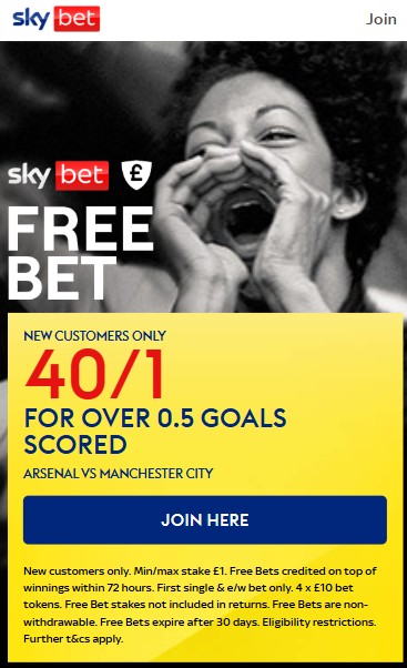 sky bet arsenal vs man city offer
