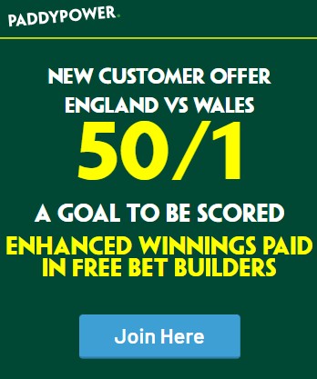 Paddy Power England vs Wales promo offer