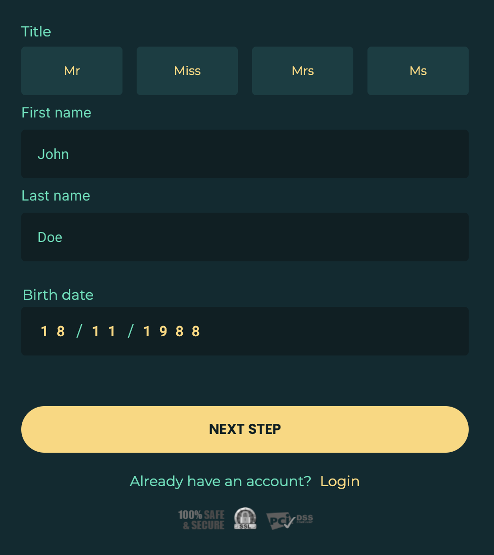 LuckyMate sign up & registration