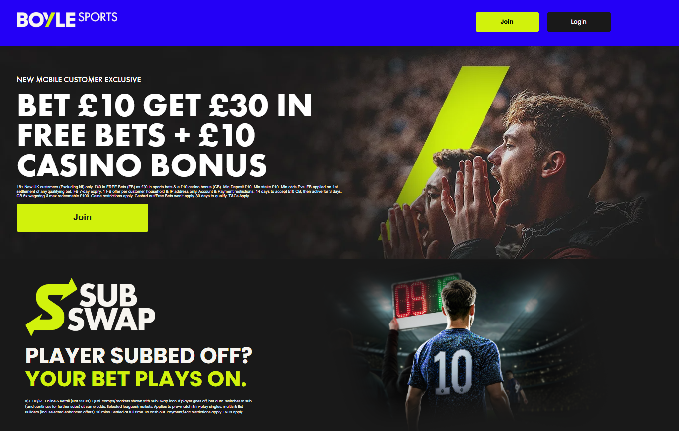 BOYLE Sports promo offer for Tottenham vs Manchester United