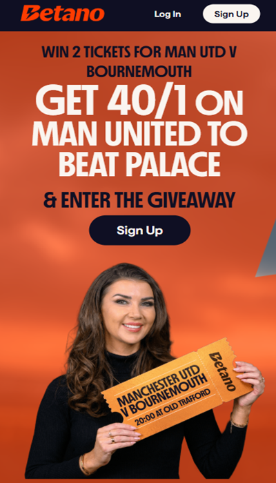 Crystal Palace vs Manchester United Betano promo offer