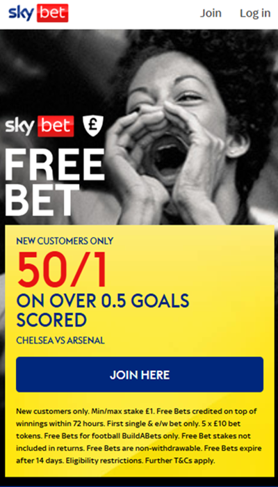 Sky Bet offer Chelsea vs Arsenal