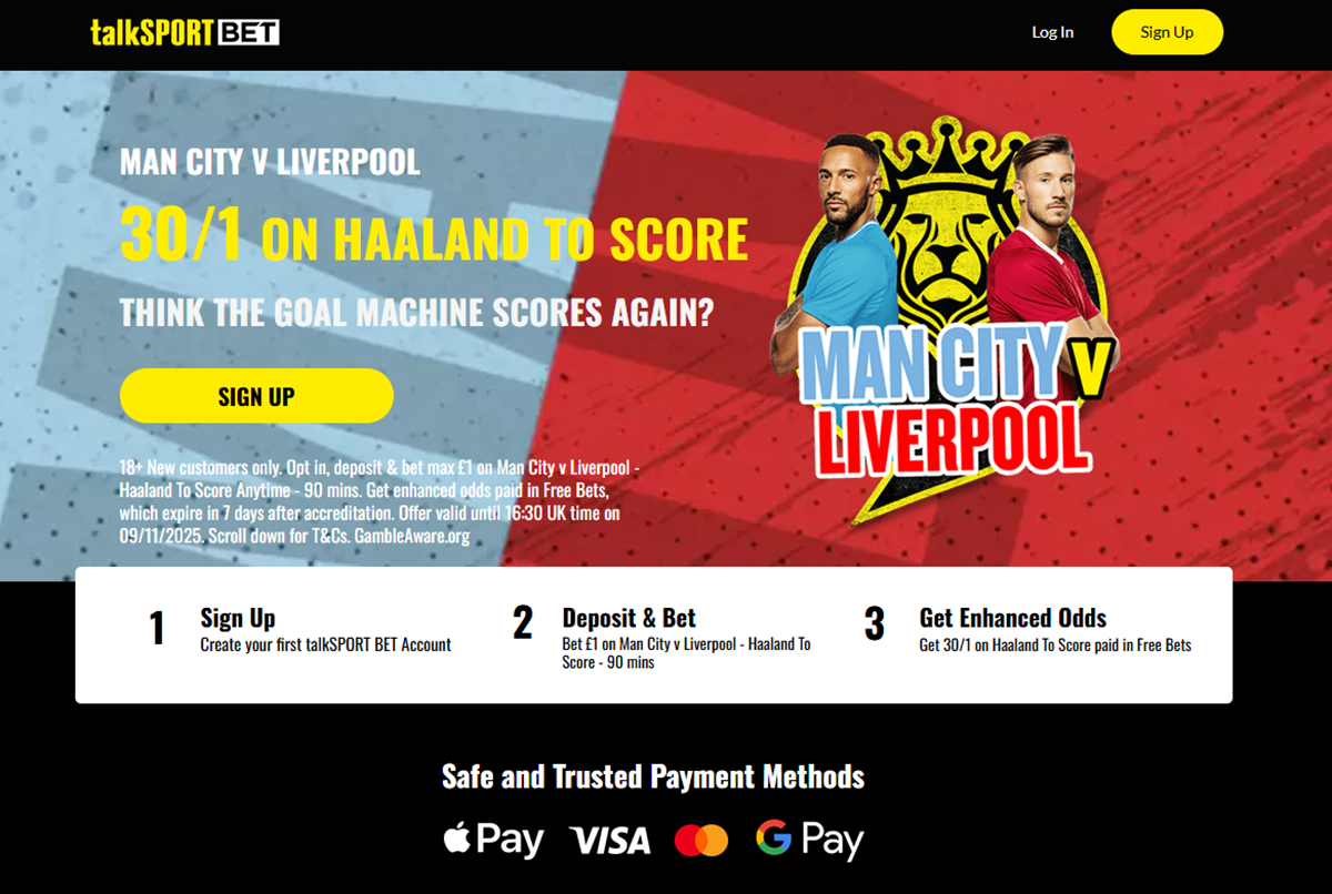 TalkSPORT BET Man City vs Liverpool promo offer